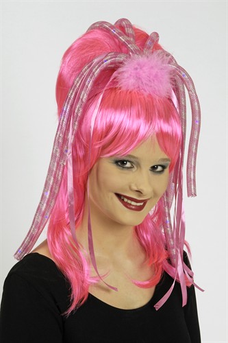 Flashing krullen roze/zilver (zonder pruik) 