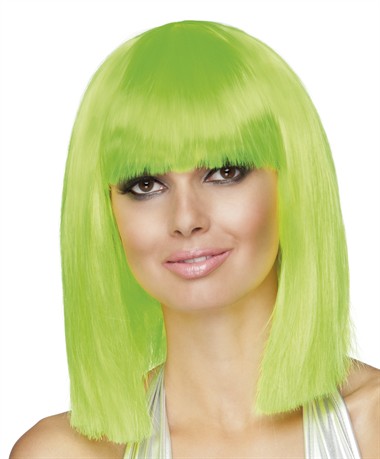 Pruik dance neon groen