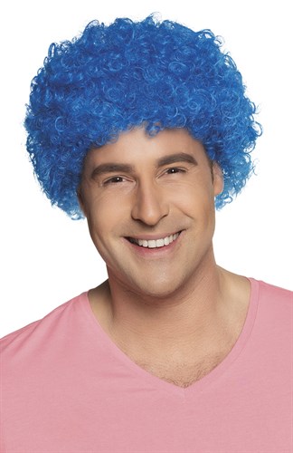 Pruik blauw krullen