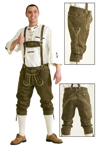 Lederhose olijf  groen met borduursel