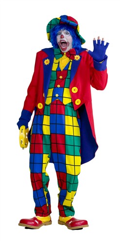 clown Oscar  broek, blouse, vest, slipjas mannen grootte