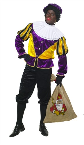 zwarte piet  zw/g/p de luxe (broek,bovendeel,muts)