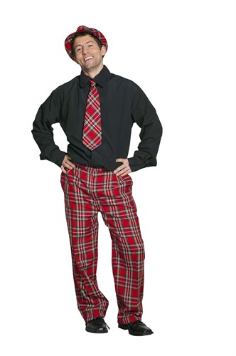 broek rood geruit  luxe