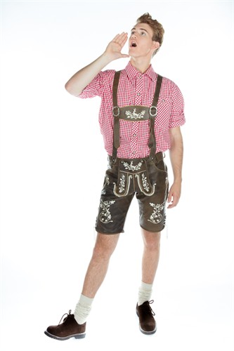 Leather pants Oktoberfest brown  real leather with embroidery