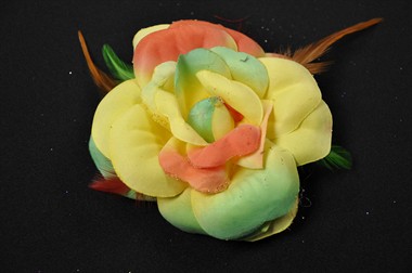 Blume Glitter rot/gelb/grün mit Spange und Haargummi