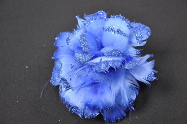Bloem glitter blauw met ijzerdraad