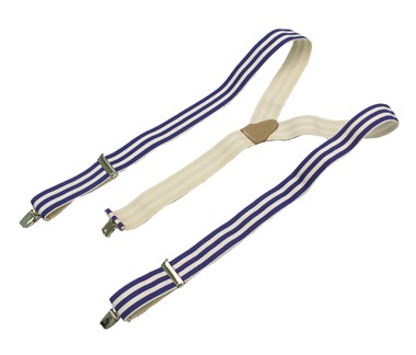 Hosenträger blau/weiß 3 Streifen (L=110 cm  B=3,5 cm)