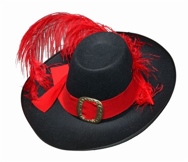 Hut Musketier Schwarz/Rot, (H=12 cm)gr.59