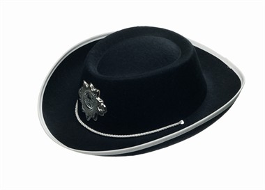 Hoed cowboy met ster zwart, kind (H=8 cm)