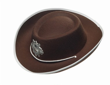 Hoed cowboy met ster bruin, kind (H=8 cm)