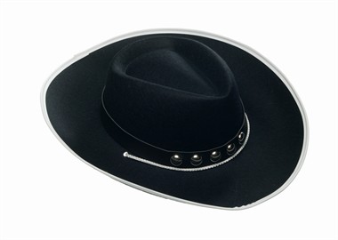 Hoed cowboy zwart met rand (H=10 cm) mt.59