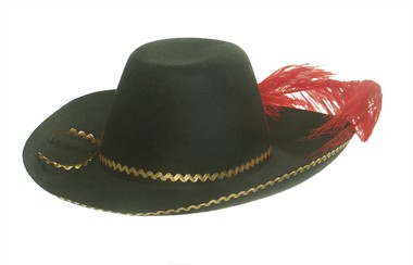 Hut Musketier Schwarz Feder Rot,  (H=12 cm)gr.59