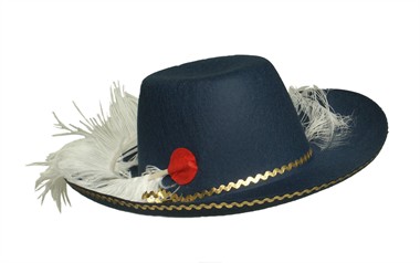 Hut Musketier Blau Feder Weiß,  (H=12 cm)gr.59