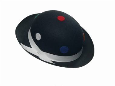 Mini Melone schwarz mit Punkte Universalgröße  H=8 cm