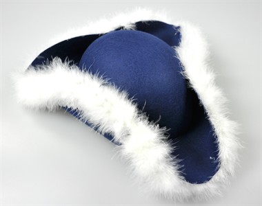 Hoed 3-steek  blauw met zilverband kind