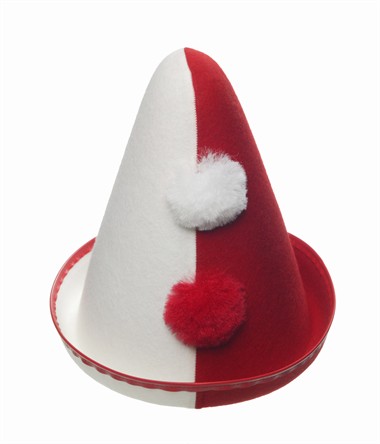 Punthoed clown rood/wit, one size (H=23 cm)