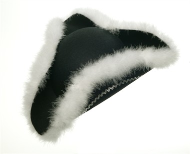 Dreispitz+marabou schwarz/silber Erwachsene