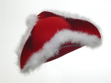 Hoed-3steek Garde rood met zilverband, one size