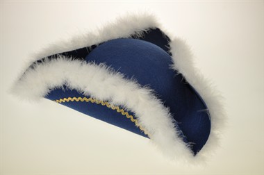 Hoed-3steek Garde blauw met goudband, one size