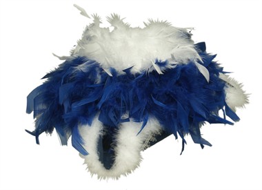 Hoed-3steek Garde met boa blauw zilverband, one size