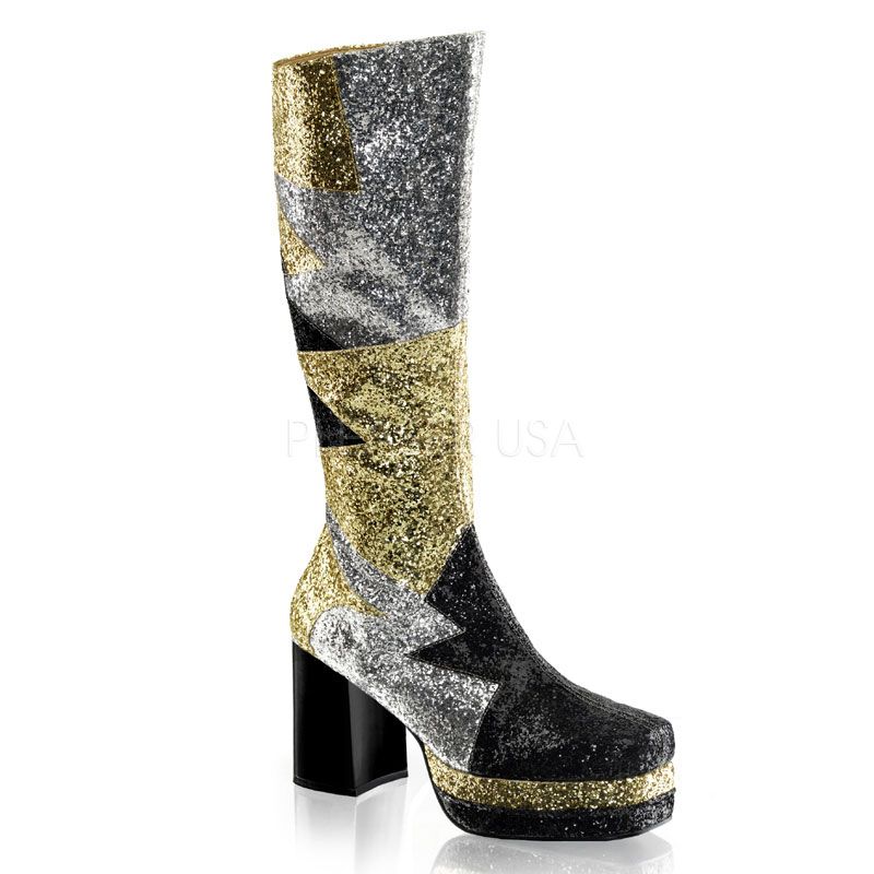 gold disco boots