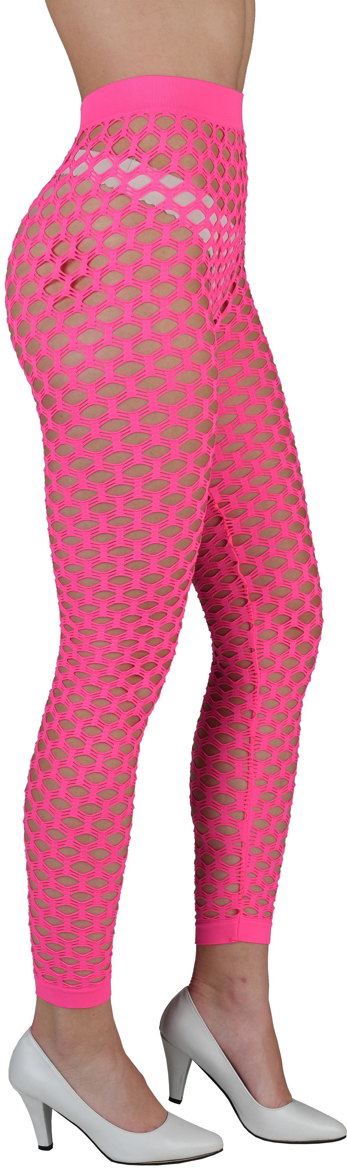 verlies Korting enkel Legging gaten neon pink Maat S/M bij karnevalswierts.com