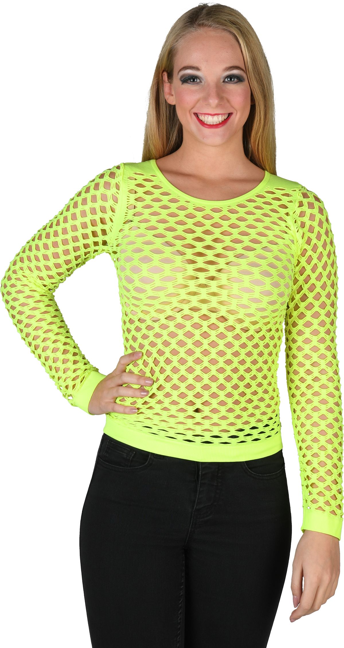 Dan graven Allergisch Shirt lange mouw gaten neon geel