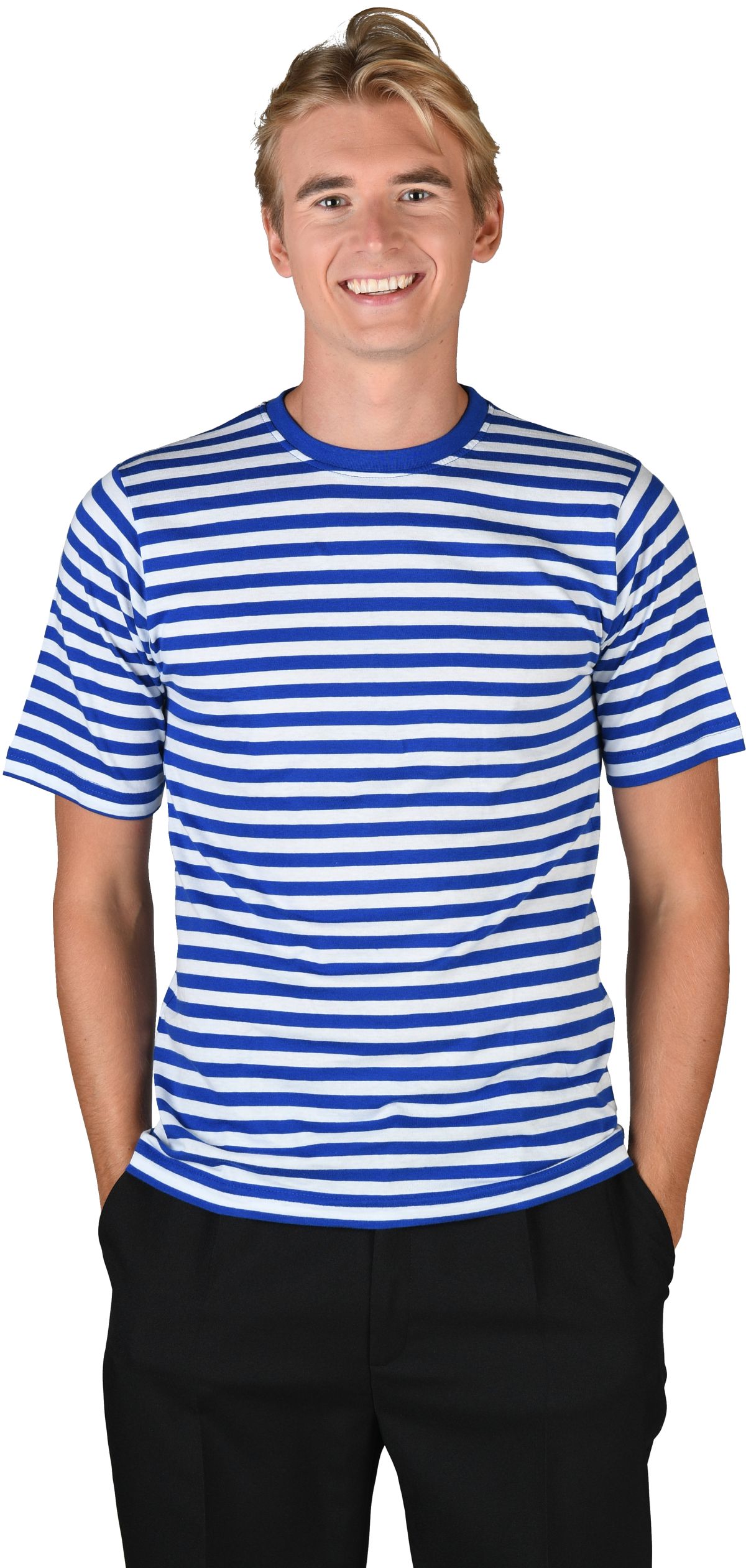 spanning Sluiting alcohol gestreept shirt blauw/wit de luxe